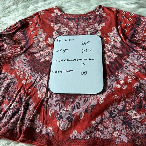 Free People Luly Oversized Floral Printed Knit Top in Combo Bella Rosa - Picture 8 of 10